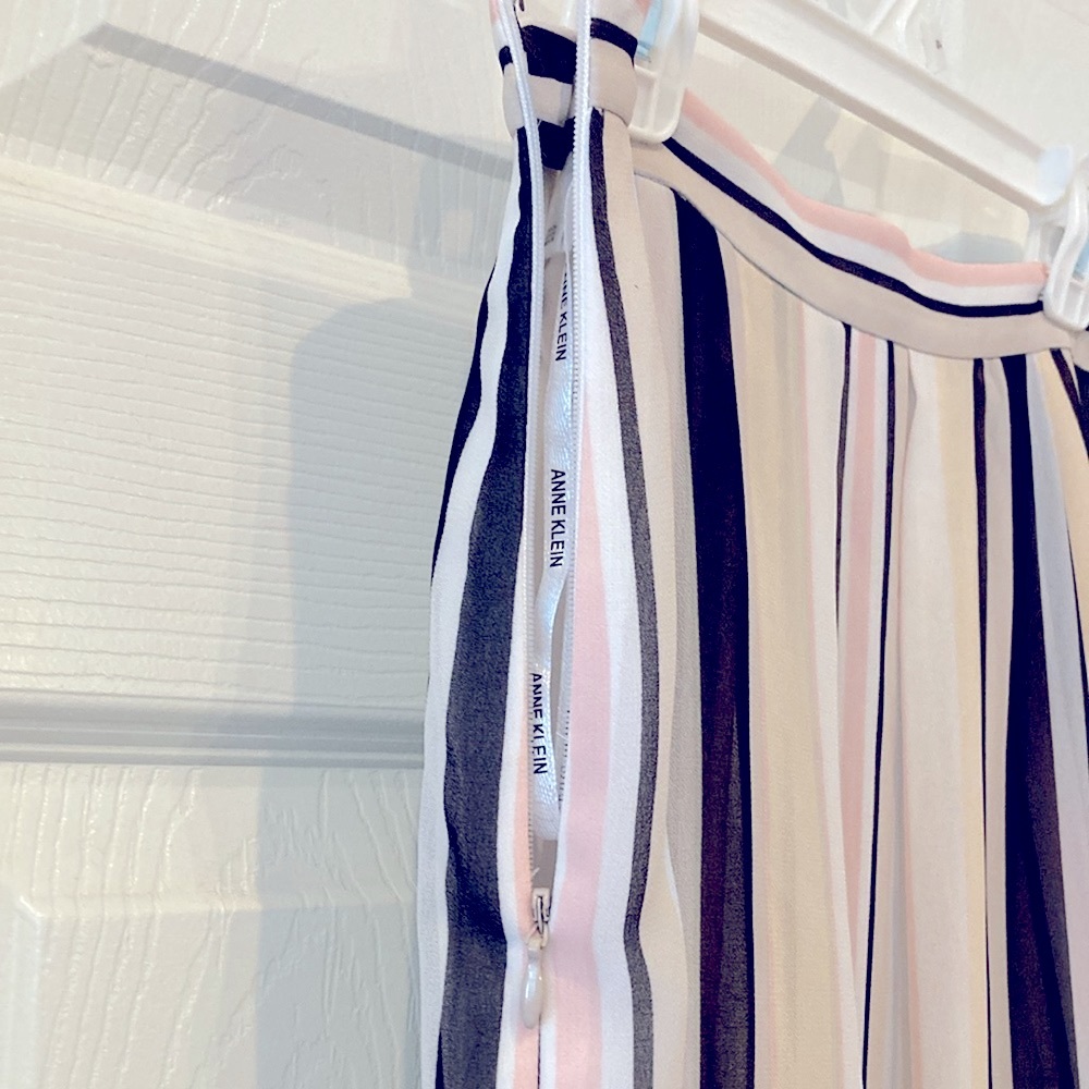 Anne Klein Soft Pleated Striped Skirt - Picture 4 of 9
